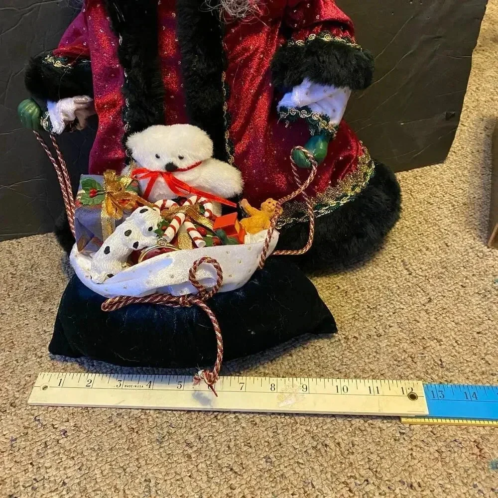 Vintage Tree Topper Santa and His Toy Bag For Children in Christmas Decor Time